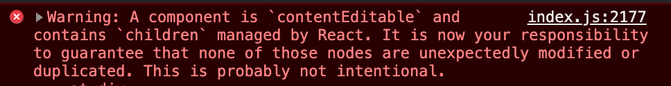 Error message from JavaScript console