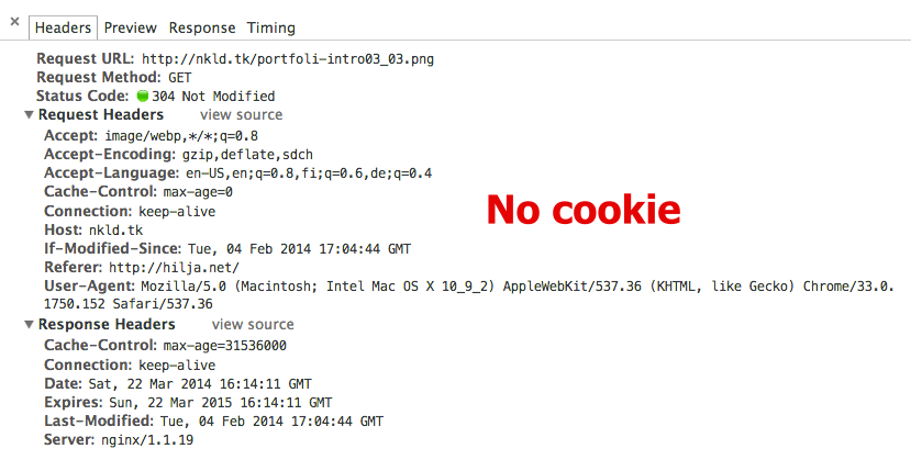 Screenshot of Chrome devtools showing what cookies are in the request