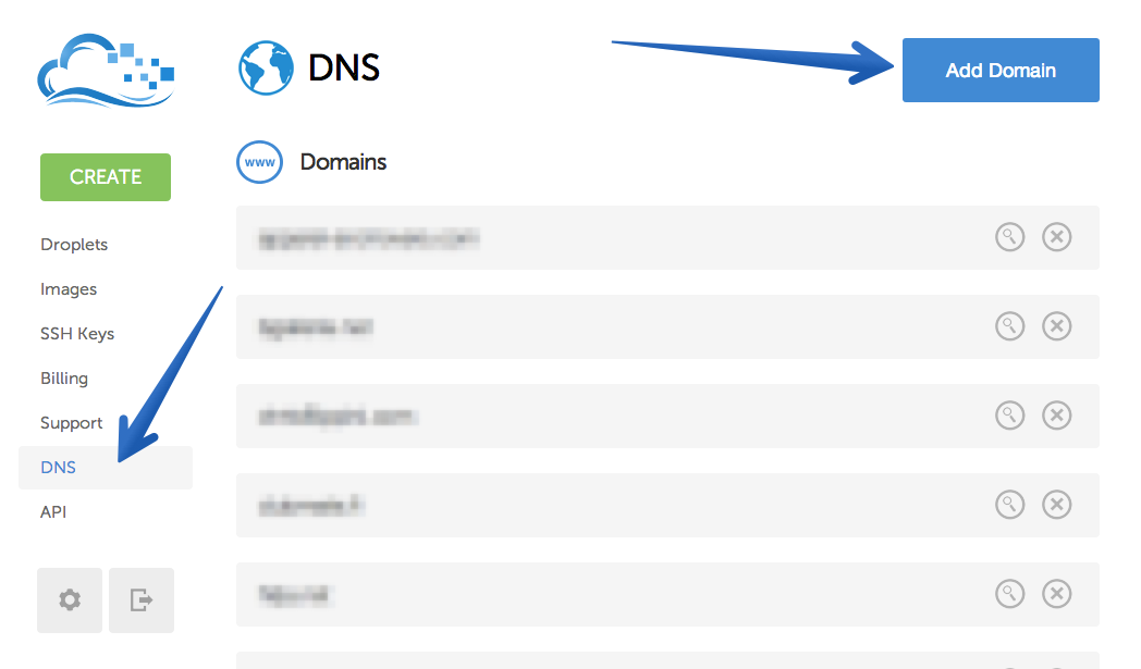 Screenshot of DigitalOcean DNS GUI