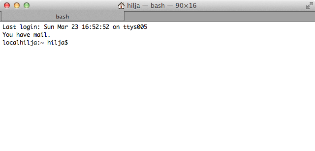 Screenshot of the default OS X terminal application